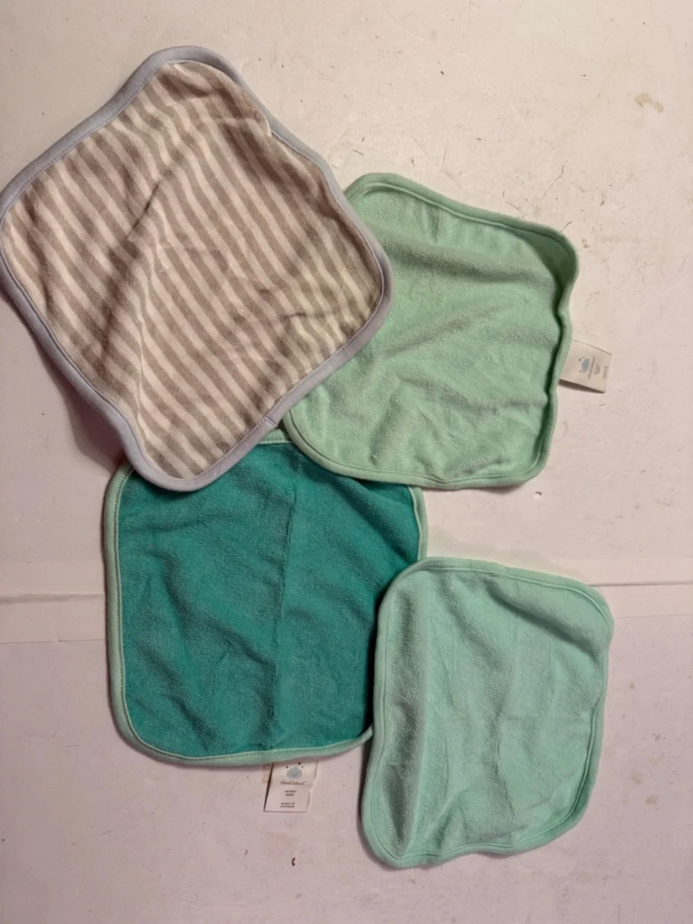 cloud island Mint, Teal & Cream Striped Baby Washcloths